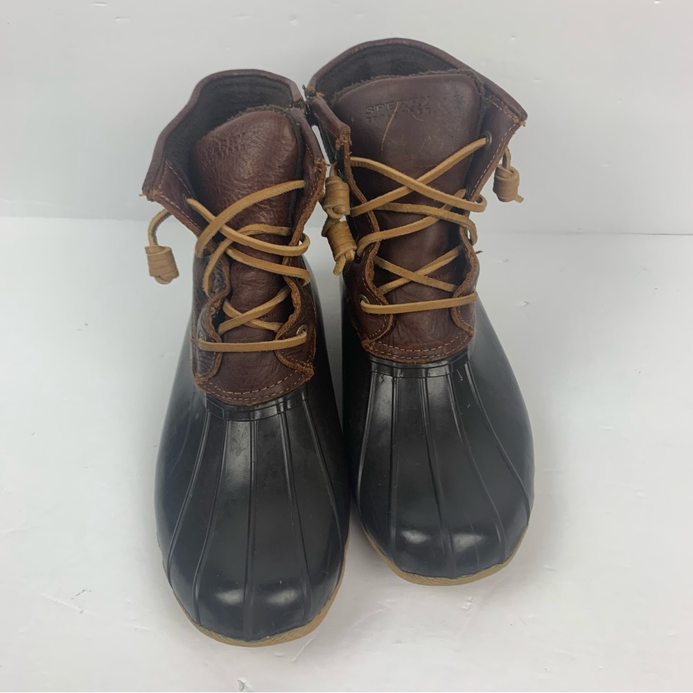 Sperry Top Sider Duck Boots Waterproof STS91176 Women's Size 8 Brown Leather
